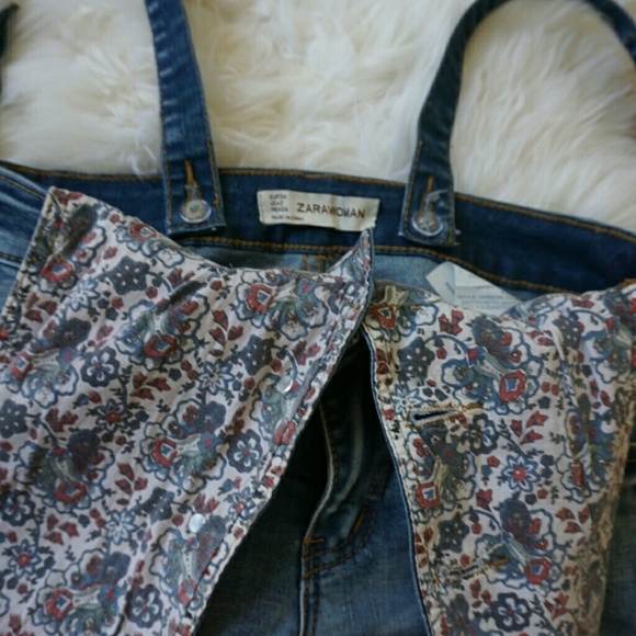 Zara denim skinny overall in size us2 - Picture 3 of 4